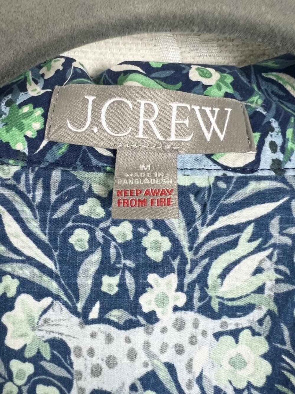 J.Crew Fauna Floral Blue Spotted Leopard Cotton Poplin Pajama Set lounge sleep M - Picture 5 of 15